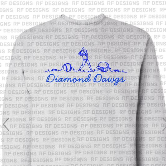 Adult Diamond Dawg Embroidered Line Art Crewneck
